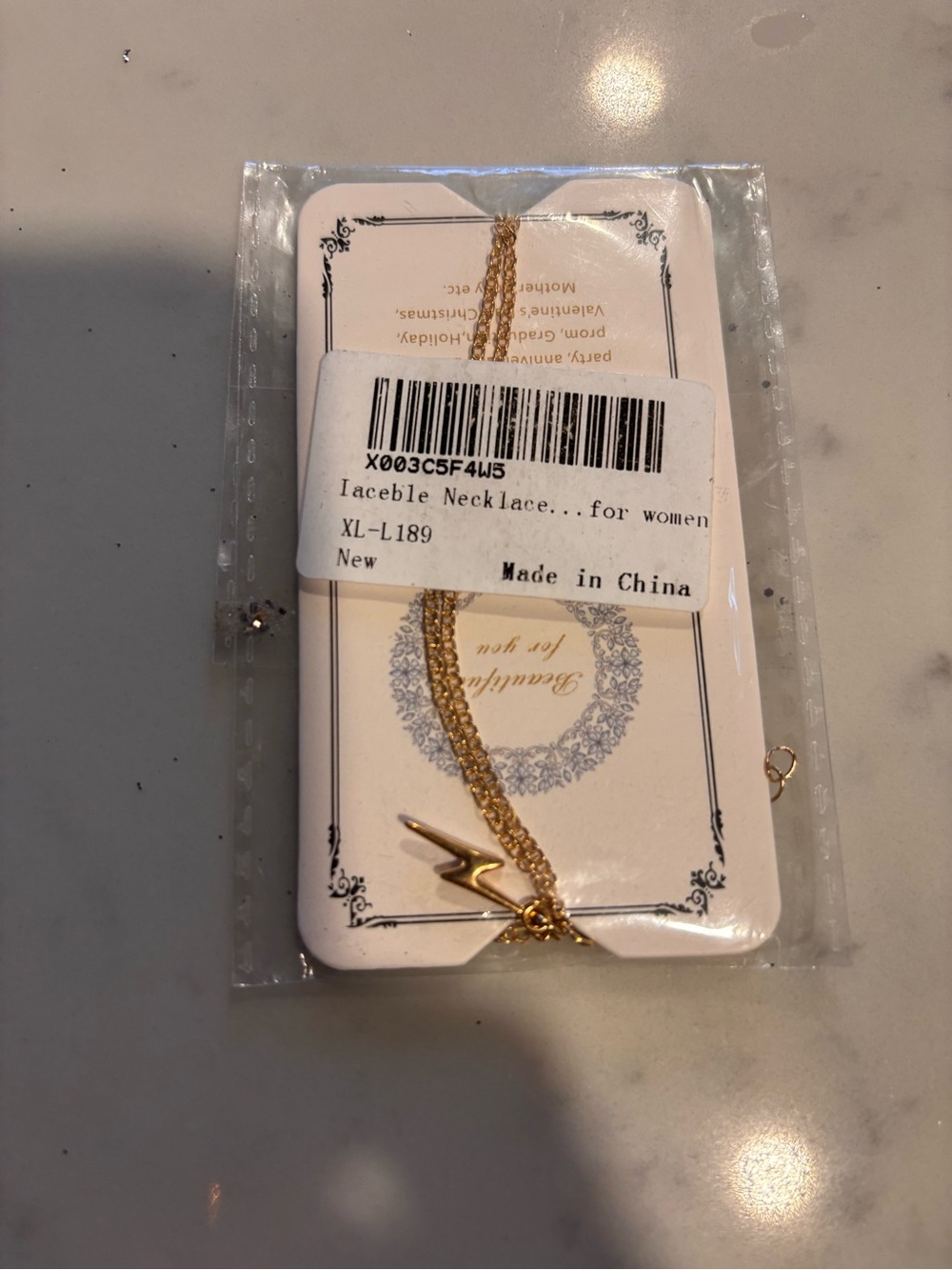Amazon Gold Layered Necklace with Lightning Bolt Charm